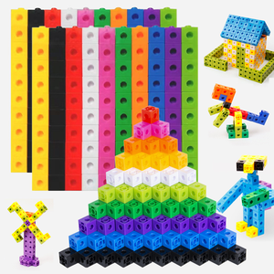Toán học manipulatives nhựa liên kết khối trẻ em kết nối Toán Học Khối 100 miếng giáo dục sớm học tập khối xây dựng ABS - Product Image 1