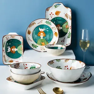 Креативный керамический набор посуды в скандинавском стиле, миска для риса, супа, салата, бытовая печь, противень для выпечки, тарелка