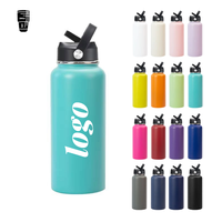 Bouteille d'eau en acier inoxydable personnalisée avec logo, 32 oz et 22 oz, à large ouverture, isolée, pour le sport, avec poignée de transport