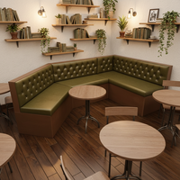 Ensemble de canapés en cuir contemporain haut de gamme et durable pour restaurants et boîtes de nuit, banc d'angle vert
