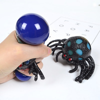 Nouveau Jouet Squishy Araignée Pailletée d'Halloween en Gros, Jouet Anti-Stress Réaliste en Forme d'Araignée Noire à Presser pour Soulager le Stress et les Farces