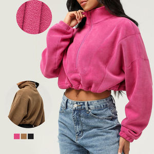 Veste polaire autrichienne coupe-vent à manches longues pour <span class=keywords><strong>femme</strong></span>, col montant zippé, courte, décontractée, chaude, pour le sport, collection automne - Product Image 1