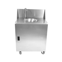 Chariot de lavage des mains en acier inoxydable chaud et froid avec chauffe-eau 10L et pompe électrique, portable pour extérieur, idéal pour hôtels et restaurants