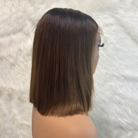 Venta de Fábrica: Peluca Bob Marrón Ombre de Cabello Humano # Pelucas Cortas Bob de Cabello Humano T1b/4 de Negro a Marrón, Peluca Frontal de Encaje Sin Pegamento SDD 5x5