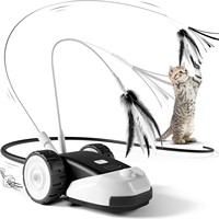 Jouet pour animaux de compagnie à roue basse et haute vitesse, résistant à l'usure, avec plumes, pour l'entraînement et les activités des chats en salon.