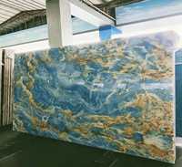 Blauer Onyx Polierte Platte Transluzenter Blauer Onyx-Stein mit Einzigartigen Adern für Wandhintergrund Arbeitsplatte Hotel Villa Dekoration