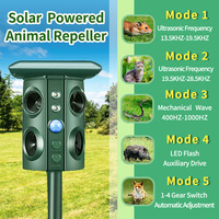 Répulsif Solaire Ultrasonique pour Oiseaux et Animaux, 360 Degrés, Personnalisé, Résistant aux Intempéries, 4 Haut-parleurs, pour Jardin