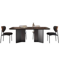 Ensemble de salle à manger rectangulaire de style italien minimaliste moderne avec plateau en ardoise noire, démontable et assemblable, d'inspiration vintage