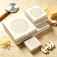 Boîtes à pizza personnalisées en gros avec logo, blanc laiteux, laminées mates, gaufrées, portables, résistantes à l'huile, empilables et écologiques
