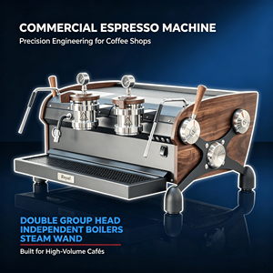 Máquina de Café Semiautomática Profesional de Doble Grupo con Bomba Rotativa de Grado Comercial y Doble Boquilla de Vapor para Cafeterías y Hoteles - Product Image 2