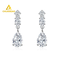 9k 14K 18k 0.7ct-2ct altın armut yuvarlak moda küpe özel DEF VVS VS Lab yetiştirilen elmas küpe tektaş elmas küpe