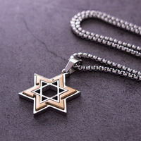 Bijoux de mode, collier en acier inoxydable, étoile de David, pendentif hexagramme juif multicolore, chaîne à maillons anti-ternissement, unisexe