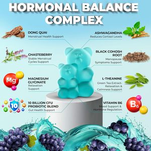 Integratori in Gommose per l'Equilibrio Ormonale, Sollievo da PMS, Supporto per la Menopausa con <span class=keywords><strong>Dong</strong></span> <span class=keywords><strong>Quai</strong></span>, Chasteberry, Black Cohosh e Ashwagandha - Product Image 2