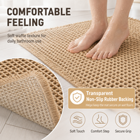 Tapis de bain en polyester gaufré antidérapant, absorbant, séchage rapide, microfibre 1200-1500 GSM, moderne, pour hôtel, lavable en machine, tapis de salle de bain