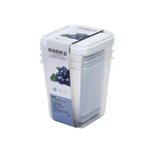 صندوق منظم ثلاجة يمكن إعادة استخدامه للاستخدام في الميكروويف صندوق لتخزين الطعام من البلاستيك يحتوي على 3 قطع يمكن رصها فوق بعضها