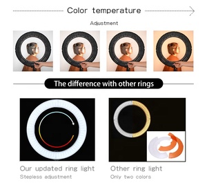Anneau lumineux professionnel de 18 pouces avec réglage progressif, idéal pour la photo et la vidéo, avec support de lumière LED - Product Image 5