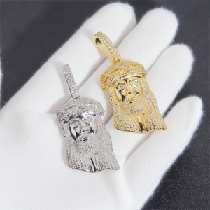 Colgante Personalizado de Hip Hop con Cabeza de Jesús de Plata 925 y Moissanita VVS Iced Out, Joyería Fina Bañada en Oro de 18k para Hombre - Product Image 1