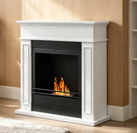 Cheminée électrique moderne autoportante en bois peint en blanc avec design décoratif sur mesure sans télécommande