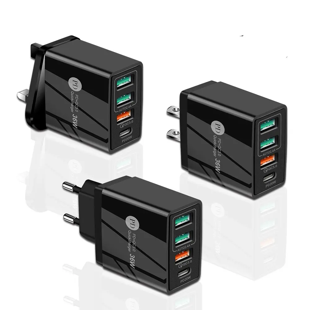 AU US EU UK Plug 30W 6A 4 USB Charger QC3.0 Mobile Fast Charging Phone Charger