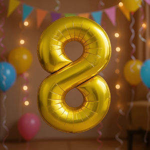 Globo de Número 8 con Lámina Dorada de 80cm, Decoración Elegante para Cumpleaños de Adultos - Product Image 2