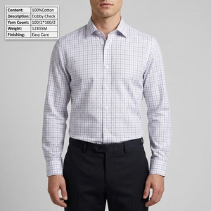 Tessuto per Camicie in Cotone Tinto in Filo 100S a Doppio Filato, Facile da Stirare, con Motivo Dobby a Quadri, Ideale per Abiti, Uniformi Scolastiche e da Ufficio - Product Image 4