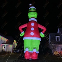 Ballon gonflable géant de Noël Grinch et Père Noël de 20 pieds avec ventilateur intégré, taille personnalisable, par le fabricant Zhenmei