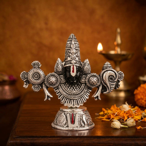 Murti de Balaji Plateado Pulido de 7.5 Pulgadas, Ídolo Religioso de Metal para Adoración Sagrada en el Hogar, Decoración de Templos y Regalos - Product Image 2