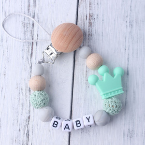 Cadenas de silicona para chupetes de bebé con clip, diseño de luna, personalizables con nombre, para niños, sets de productos <span class=keywords><strong>2022</strong></span>, cadena de chupete DIY - Product Image 4