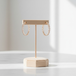 Nuevo Juego de Joyería Fina Vintage de Lujo, Oro Rosa Sólido de 18K con Diamantes Naturales, Aretes de Aro y Brazalete para Mujer - Product Image 6