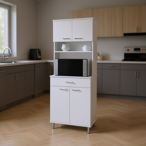 Mobile da Cucina Bianco Santa Maria con 1 Cassetto e 1 Ripiano, Dispensa con Gambe in Metallo Regolabili, Design Moderno - Product Image 2