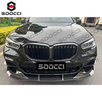 Grille avant centrale supérieure en fibre de carbone sèche TAKD améliorée, finition carbone brillant, double lamelles, pour BMW G05 X5 2018-2023
