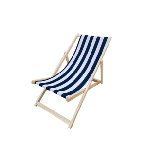 Chaise longue pliante Populus Wood Sling Chair à rayures bleues, 2 pièces, mobilier de jardin extérieur - Product Image 6