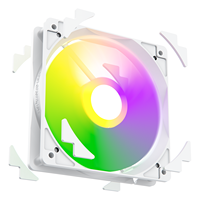 Ventilateur de châssis ARGB blanc avec panneau lumineux circulaire, pales translucides, haute vitesse, grand débit d'air, silencieux pour PC de jeu