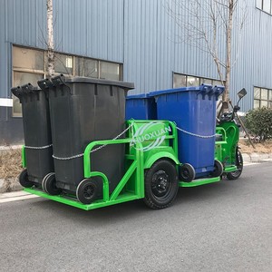 Tricycle électrique sanitaire à 4 bacs, camion de transfert de déchets à plateau plat, capacité de charge de 100-200 kg, autonomie de 50-70 km pour les communautés/aires touristiques - Product Image 5