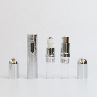 Atomiseur de parfum double extrémité en aluminium argenté de luxe, flacon de parfum à bille en verre de 10 ml, vaporisateur d'huile essentielle avec bille roulante