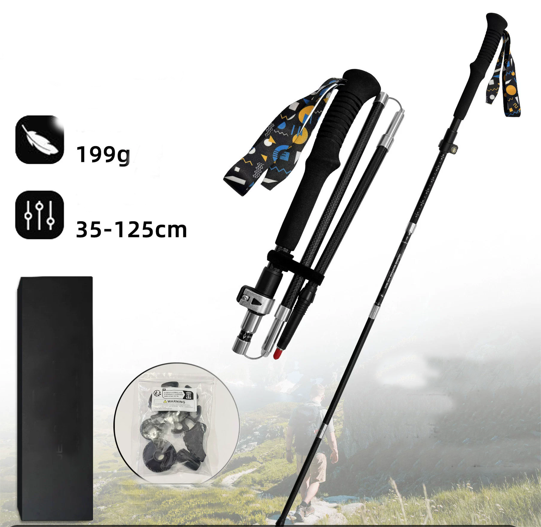 Fibre de carbone noire/3K [lumière vive] 35-125 cm