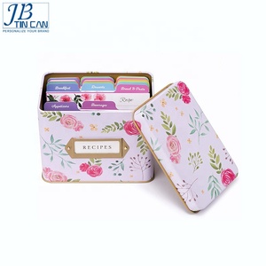 Châu Âu và Mỹ phong cách Fancy cao quý hình chữ nhật kim loại <span class=keywords><strong>Recipe</strong></span> hộp thiếc cho công thức Thẻ - Product Image 3