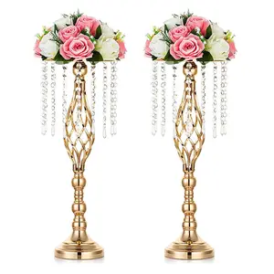 Pingente De Cristal Rústico Twist-like Vaso Gold Metal Party Pcs Decoração Wedding CenterpieceTall Flower Vase Flower Stand