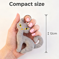 Porte-clés en peluche chat personnalisé, pendentif de sac chaton abstrait mignon, 6 couleurs, porte-clés chat en peluche doux, breloque de sac à dos