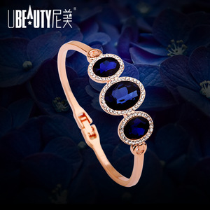 ยูบิวตี้สร้อยข้อมือคริสตัลสีโรสโกลด์พร้อมอัญมณีสีน้ำเงินสำหรับผู้หญิงของขวัญเครื่องประดับ - Product Image 1