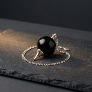 Pierre précieuse noire Agate cristal sphère pendule sculpté Chakra radiesthésie Feng Shui amour gravure sept alignement spirituel Divination - Product Image 3