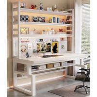 Bureau d'étude pour étudiant avec rangement, grande table d'écriture moderne, bureau d'ordinateur pour la maison et le bureau avec étagère pour le travail et l'apprentissage