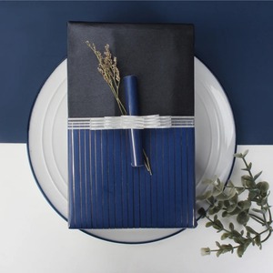 Blue Gold Leaf Pattern Recyclable Gift <b>Wrapping</b> <b>Paper</b> Roll Double Sided Art <b>Paper</b> 70GSM for Gift Packaging Digital Printing - Product Image 6