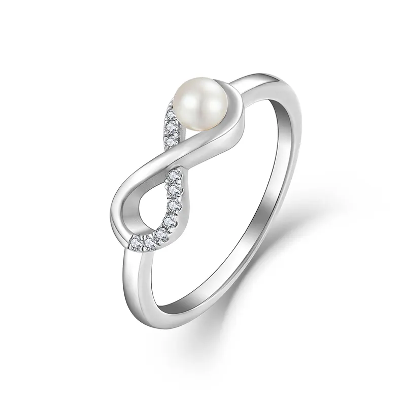 Oem Odm Rhodium Plated Dainty Engagement Wedding Jewelry Gifts Wholesale 925 Sterling Silver Fresh Water Nature Pearl Ring Women