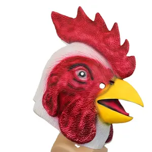 Mascarilla de látex con forma de gallo para Halloween, disfraz de animal relleno para fiesta y escenario