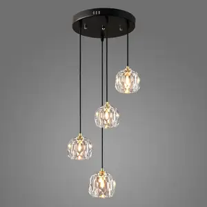 The New Listing Adjustable Light Hang Lamp Beaded Copper Crystal Chandeliers Pendant Lights