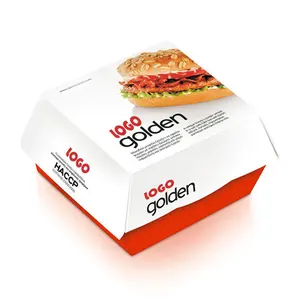 Grosir cetakan kustom ramah lingkungan kemasan saus hamburger ayam goreng burger mengambil kotak
