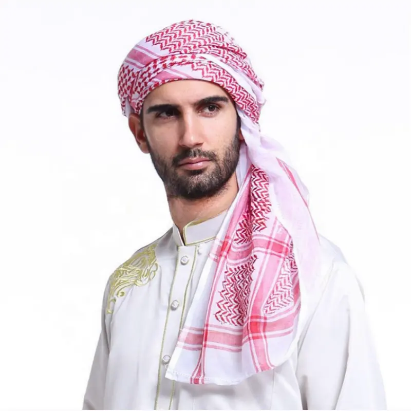 अरबी केफियेह मुस्लिम कतर स्कार्फ 100% कॉटन लाल शेमाघ सऊदी अरब पुरुषों का हेडस्कार्फ़ रैप निर्माता