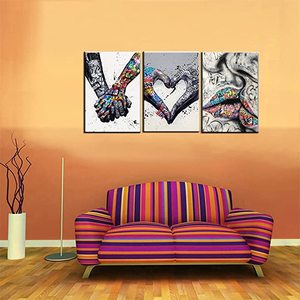 Street Art Graffiti Hand Pictures Heart Love Paintings Romantic Kiss Artwork per soggiorno - Product Image 3