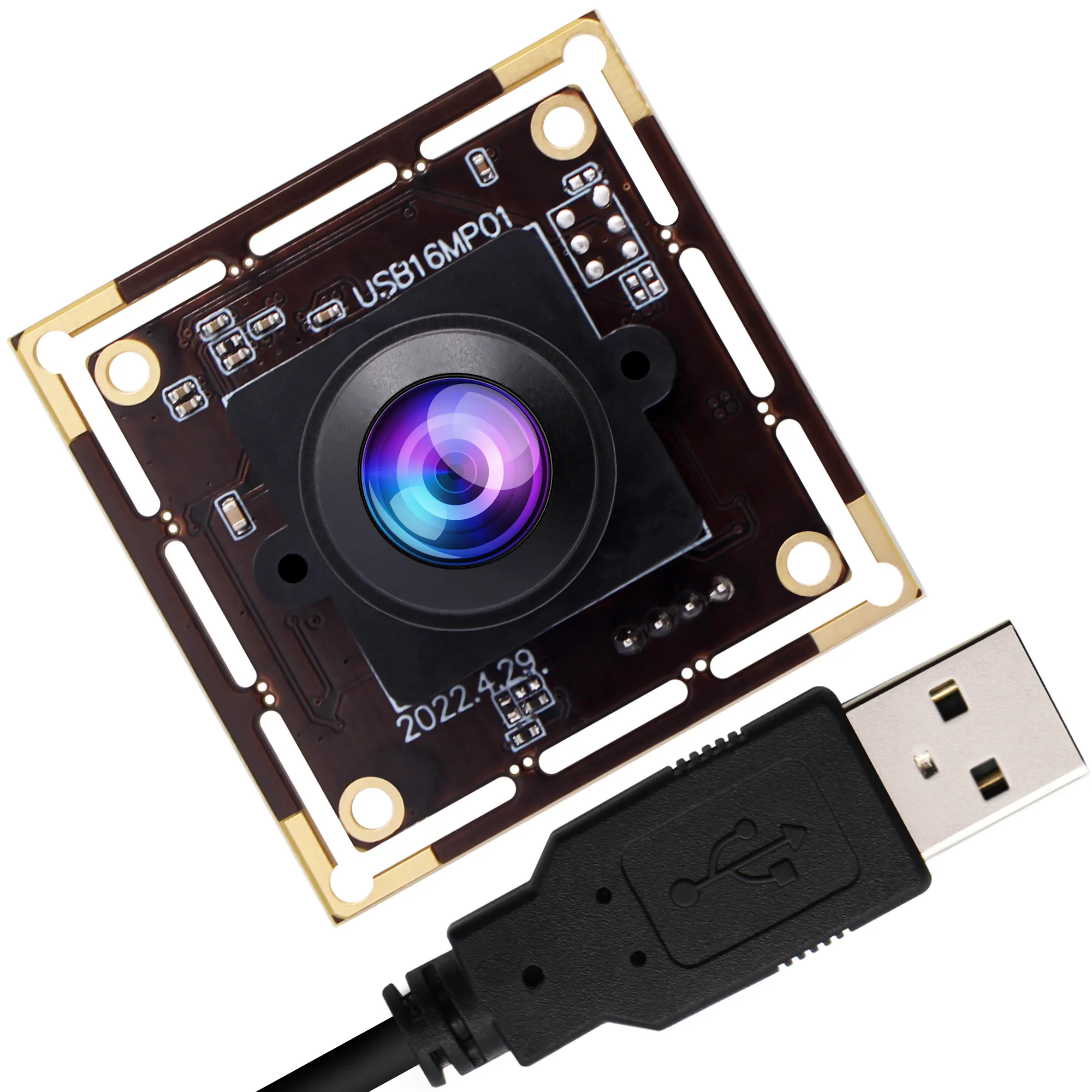 Caméra USB Fisheye grand angle ELP 16MP Ultra HD IMX298 CMOS 4656X3496 MJPEG YUY2 Video Web Cam avec taille de module de mini caméra